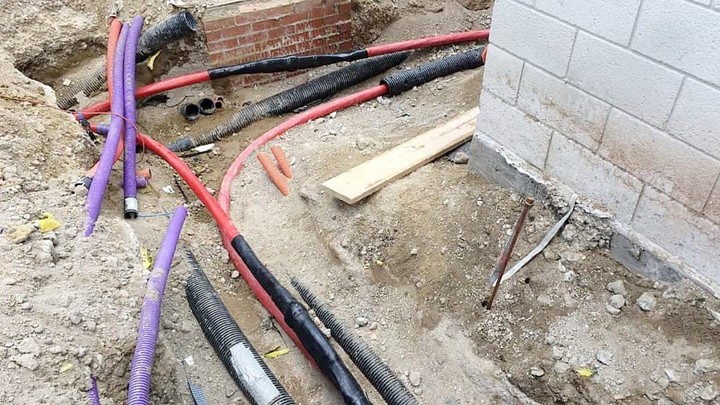 Underground cables exposed