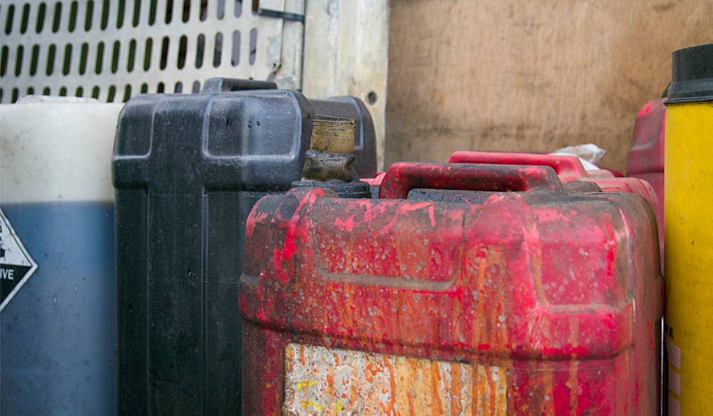 Industrial liquid waste management containers used for the safe storage of liquid waste.