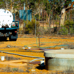 Liquid waste tanker at a wastewater treatment site